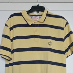 SIZE XL Brooks Brothers Polo Yellow and Navy Blue Stripes